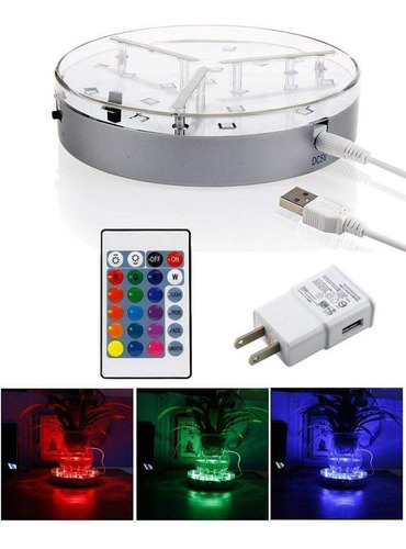 6 Luz Debajo Del Florero 16 Colores Rgb Led Base Luz De...