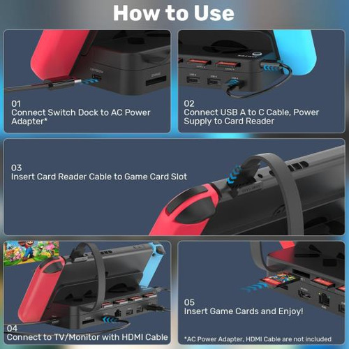 Unitek Nintendo Switch Dock Station Con Lector De Tarjetas 4