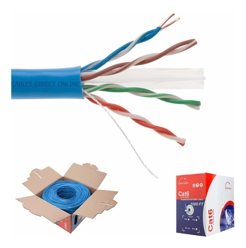 Cat6 Cable Red Utp Azul Ethernet Solido 550 Mhz Lan 23