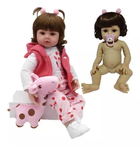 Boneca Bebê Reborn Girafinha Realista Brastoy Silicone Conjunto de