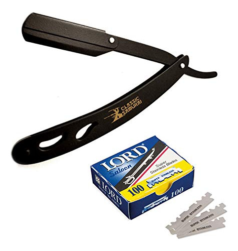 Classic Samurai Cs-102 negro Mate Plegable Straight Razor, C