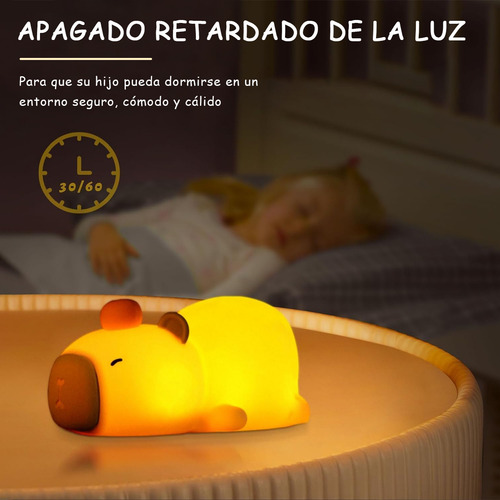 Lámpara Nocturna De Silicona Capibara De Control Táctil Led