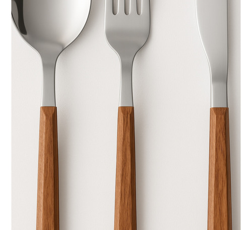 Set Cubiertos Acero Inoxidable Mango Madera 5 Pzas Lujo Marrón/metal