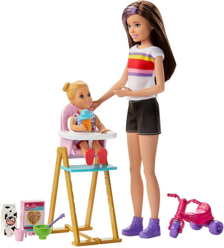 Imagen 3 de 6 de Barbie Skipper Canguro Hora De Comida Mattel Ghv87 Triciclo