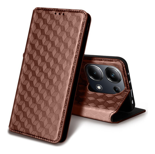 2×for Xiaomi Poco M6 Pro 4g Cubic Pattern Wallet Card Case