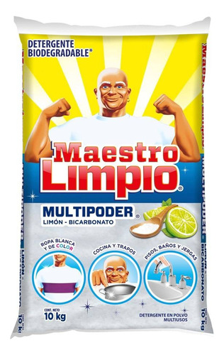 Detergente Maestro Limpio Multipoder Limón-bicarbonato 10 Kg