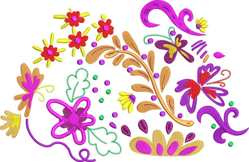 Matriz De Bordado: Diseño Floral  Pollera Mirabel (2 Partes)