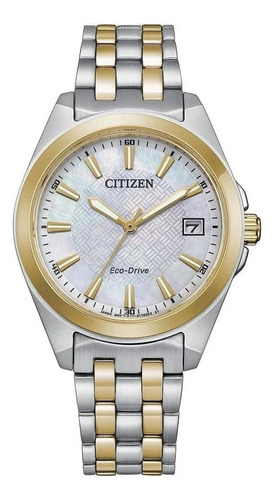 Citizen Peyten Dress Silver Dial Eo1224-54d Color de la correa Plateado/Dorado Color del bisel Dorado Color del fondo Blanco tornasol