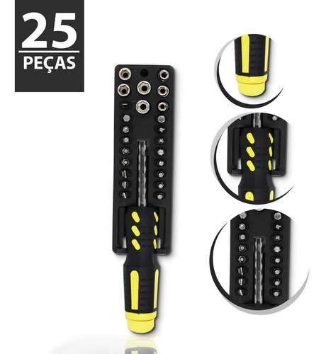 Imagem 3 de 7 de Combo Kit Chaves 25pçs Cortador Vidro Desentupidor Ralos Pia