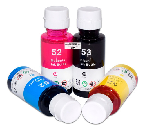 Tinta Compatible Gt53 Y Gt52 X 4 Colores Para Hp 415 / 5820