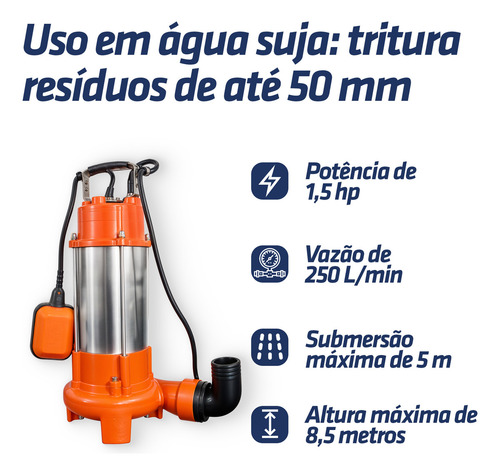 Bomba Limpa Fossa, Barro, Lodo, Água Bsdt1500 Intech Machine