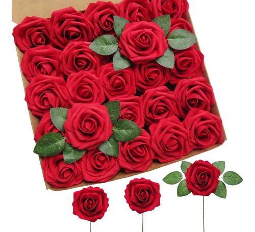 25 Piezas Rosas Artificiales Flor Falsa