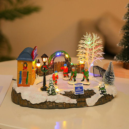Nuevo Navidad Música Luminosa Casa Nieve Decoración