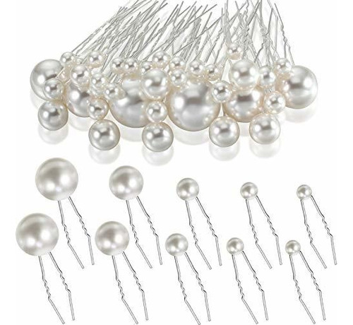 Horquillas - 40 Packs Pearl Hair Pins Wedding Bridal Flo