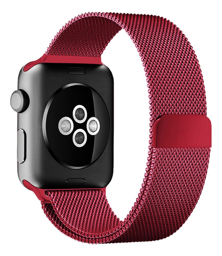 Malla Metalica Para Apple Watch Wine Red 42 44 45 49 Ultra