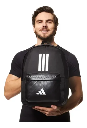 Mochila Clássica Treino 3 Listras adidas Preto Liso