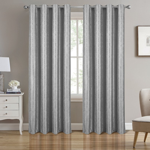 Cortinas Blackout Seda Alta Calidad 264*240 Cm 2 Paneles Color Gris
