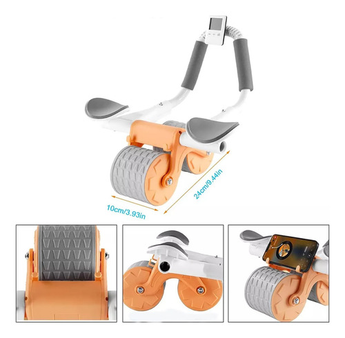 Rueda Abdominal Con Rebote - 2 Ruedas Antideslizantes Naranja