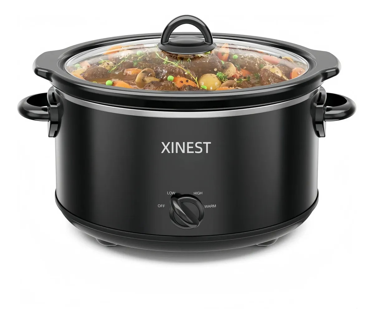 XINEST Olla Eléctrica Lenta Cocción 4 Cuartos，Color Negro，WJ4000E，Capacidad 3.79L，Electrodomesticos cocina，Control de Temperatura, Tapa Apta para Lavavajillas