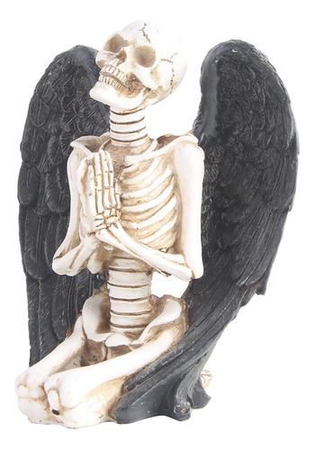 Resina Cráneo Estatua De Ángel Realista Los 9.5x14x15cm