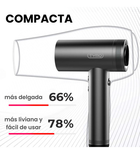 Secadora De Cabello Con Difusor Para Cabello Tymo Airhype Profesional Pel Color Gris oscuro