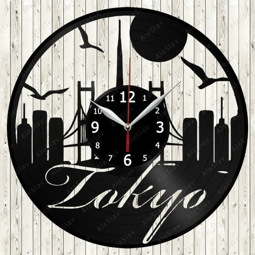 Reloj Corte Laser 2890 Tokyo Edificios Puente Sol Y Pajaros