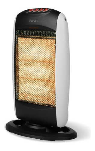 Estufa Halógena Smartlife 1200w Giratoria Oscilante C/protec Color Negro