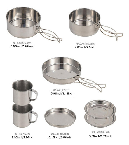 Juego De 8 Utensilios De Cocina Para Acampar, Vajilla Para .
