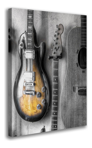 Quadro Decorativo Guitarras Em Tela Grande Premium Para Sala