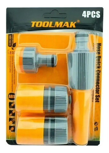 Set Conector De Manguera De Jardin Toolmak Color Naranja