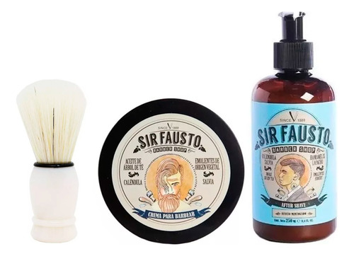 Sir Fausto Kit Crema De Afeitar + After Shave Brocha 3c