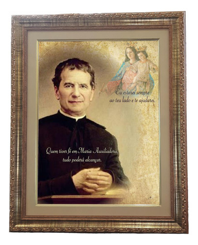 Quadro De São João Bosco, Mod. 08, Tam. 53x43cm. Angelus Dourado