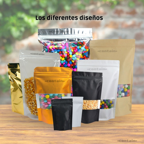 Imagen 6 de 7 de 50 Bolsa Stand Up Pouch Con Cierre Papel Kraft De 50 Grs