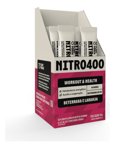 Nitro400 Beterraba E Laranja Plant Power 14 Sachês 9g Cada