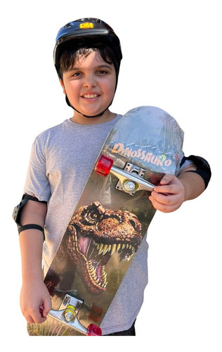 Skate Infantil Desenho Radical Dinosssauro C/ Proteção 50kg