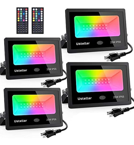 Ustellar 4 Pack 25w Rgb Luces De Inundación Led Que Cambian