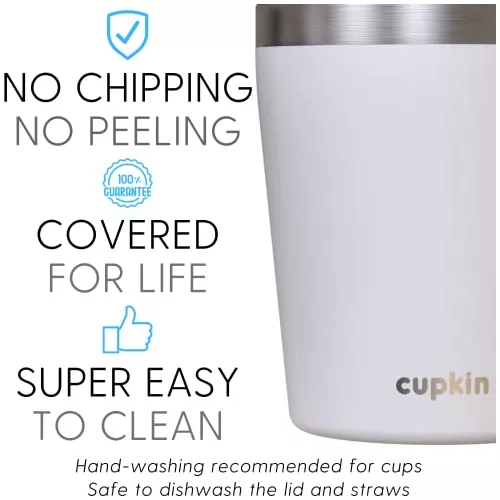 CUPKIN Stackable Stainless Steel Kids Cup Smoothie Tumbler - Powder Coated  Insulated Tumblers, BPA Free Lid and Silicone Straw (8 Fl Oz (Pack of 1)