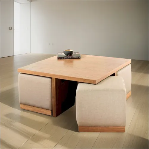 Mesa Centro Sala Con 4 Puff Auxiliares