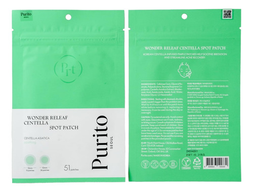 Spot Patch Purito Seoul Wonder Releaf Centella, 51 Unidades