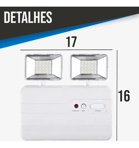 8 Unidades De Blumenau Iluminação 40012224 Luminária De Emergência 2200 Lumens Led Com Bateria Recarregável 10 W 110v 220v Branca