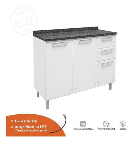 Imagen 3 de 8 de Mueble Inferior Con Mesón 3 Puertas 2 Cajones Bertolini