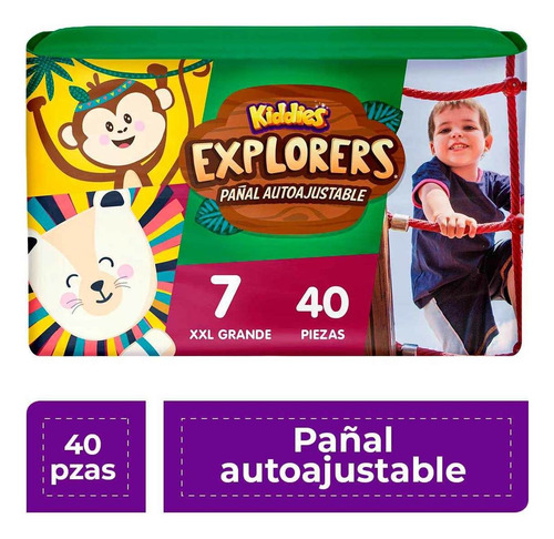 Pañales Kiddies Explorer Autoajustable Etapa 7 Talla Xxg 40 Pañales