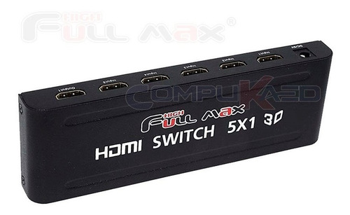 Switch Selector Hdmi 5 X 1 De 5 Equipos A 1 Tv Full Hd 3d