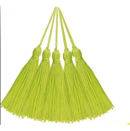 Pingente Tassel - Franja De Seda - Aplique 7cm - 10 Unidades Cor Verde Neon