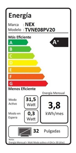 Imagen 2 de 5 de Led Nex 32 Hd Tvne08pv20 (no Smart Tv)