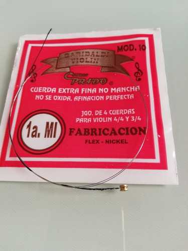 Cuerda Para ViolĂn Garibaldi Primera 1a. Mi