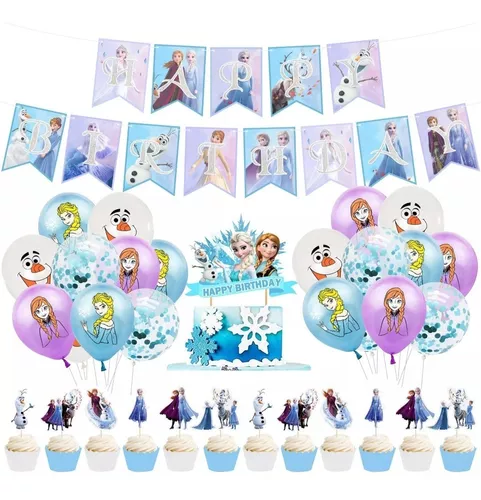 Set Decoración De Cumpleaños Frozen. 34 Piezas