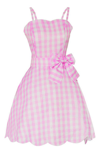 Pink Plaid Suspenso Vestido Barbie Role Play Mujer 2023