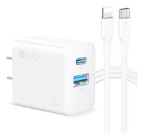 Comprar Cargador para iPhone 20W Carga Rapida Dual Salida USB C & USB Port y Cable Tipo C a IP 1M Compatible con iPhone 12 12 Mini 13 14 Pro Max X XS