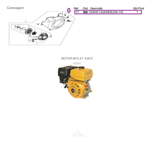 Kit 10un Chave Liga/desliga Motor 5.5/6.5/7/8/13/15hp-500